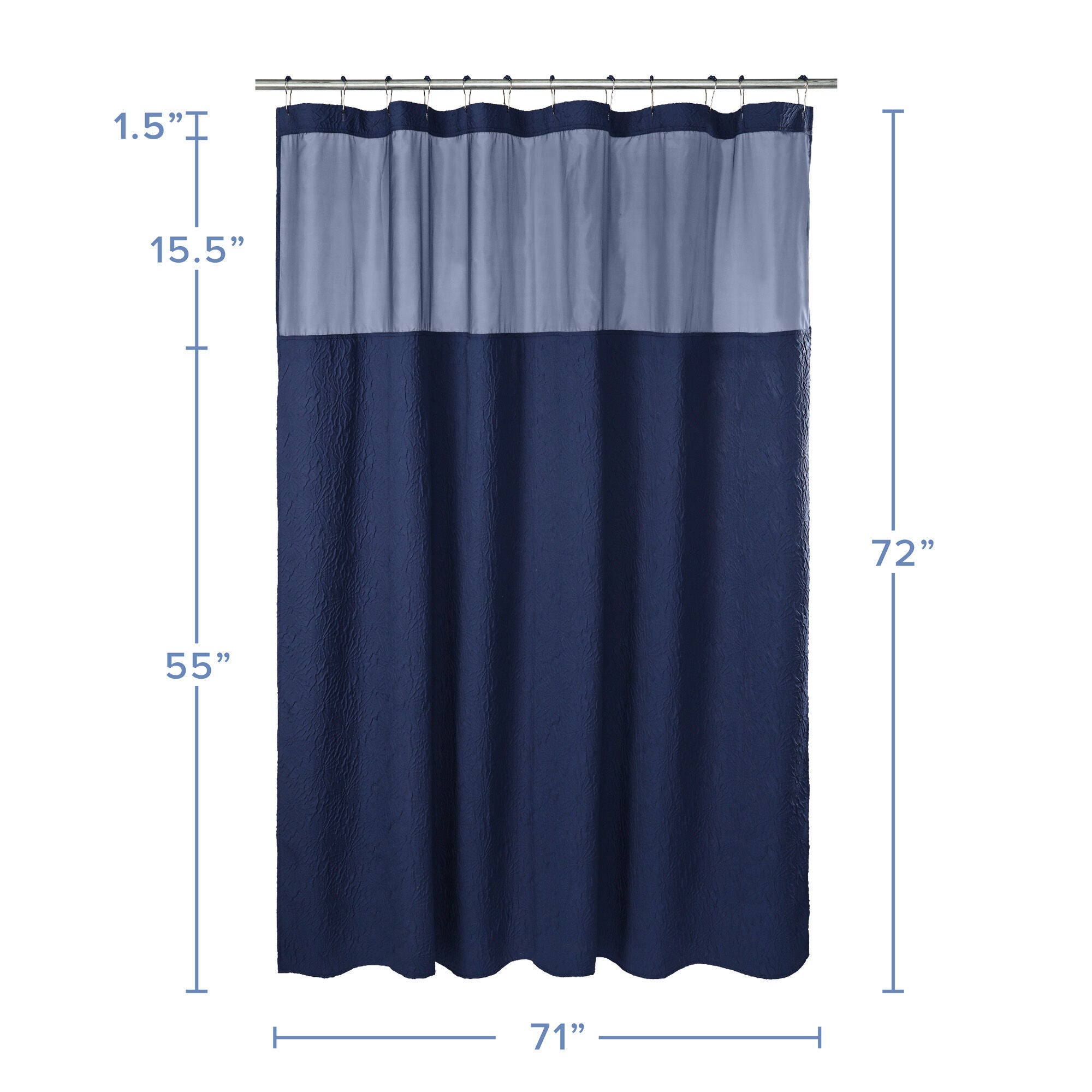 Starburst Crinkle Shower Curtain with Snap-in Liner, Hooks Included, NAVY, alternate image number 6