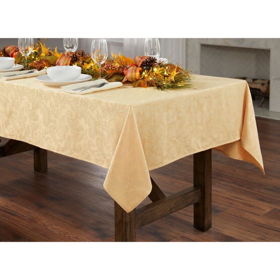 damask 52" x 70" Tablecloth, GOLD, hi-res image number null