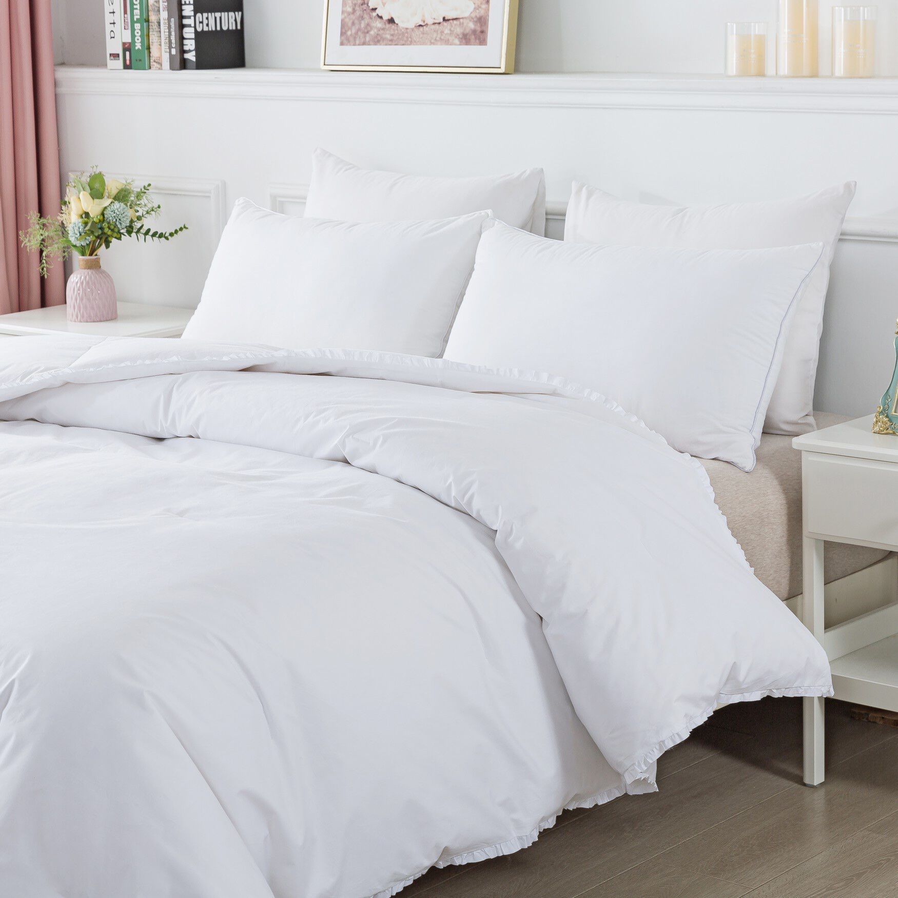 Ruffled Edge Down Comforter , , on-hover image number 1