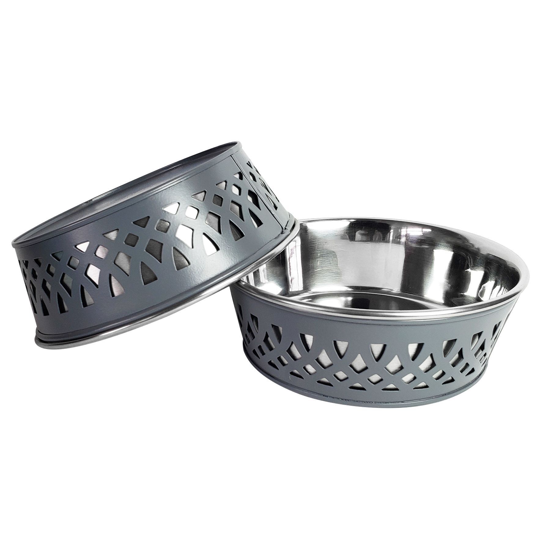 Stainless Steel Country Farmhouse Dog Bowl Gray 30 oz, , on-hover image number 1