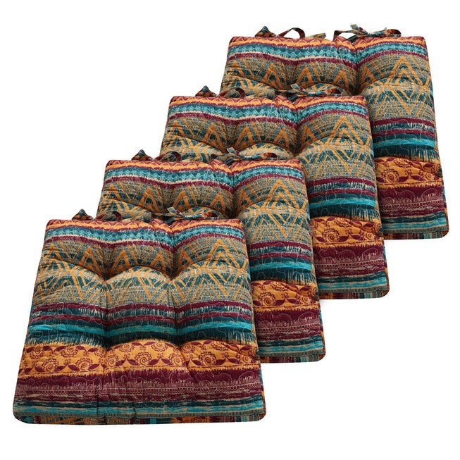 Southwest Triple-Layered Chair Pad 4 Piece Set, SIESTA, hi-res image number null