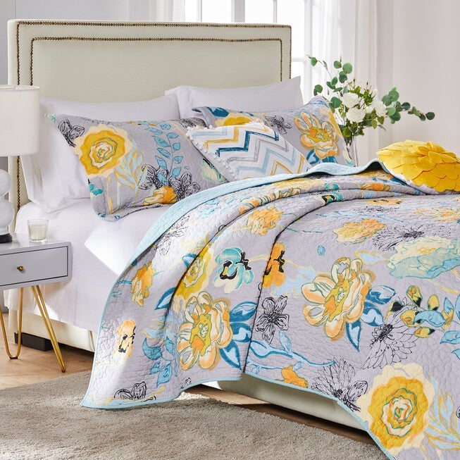 Watercolor Dream Gray Quilt Set , GRAY, hi-res image number null