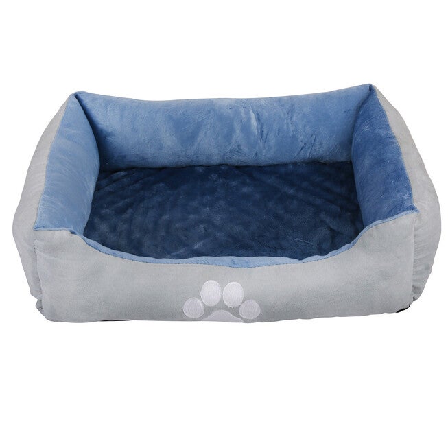 Orthopedic rectangle bolster Pet Bed,Dog Bed, super soft plush, Large 34x24 inches BLUE, , on-hover image number 1