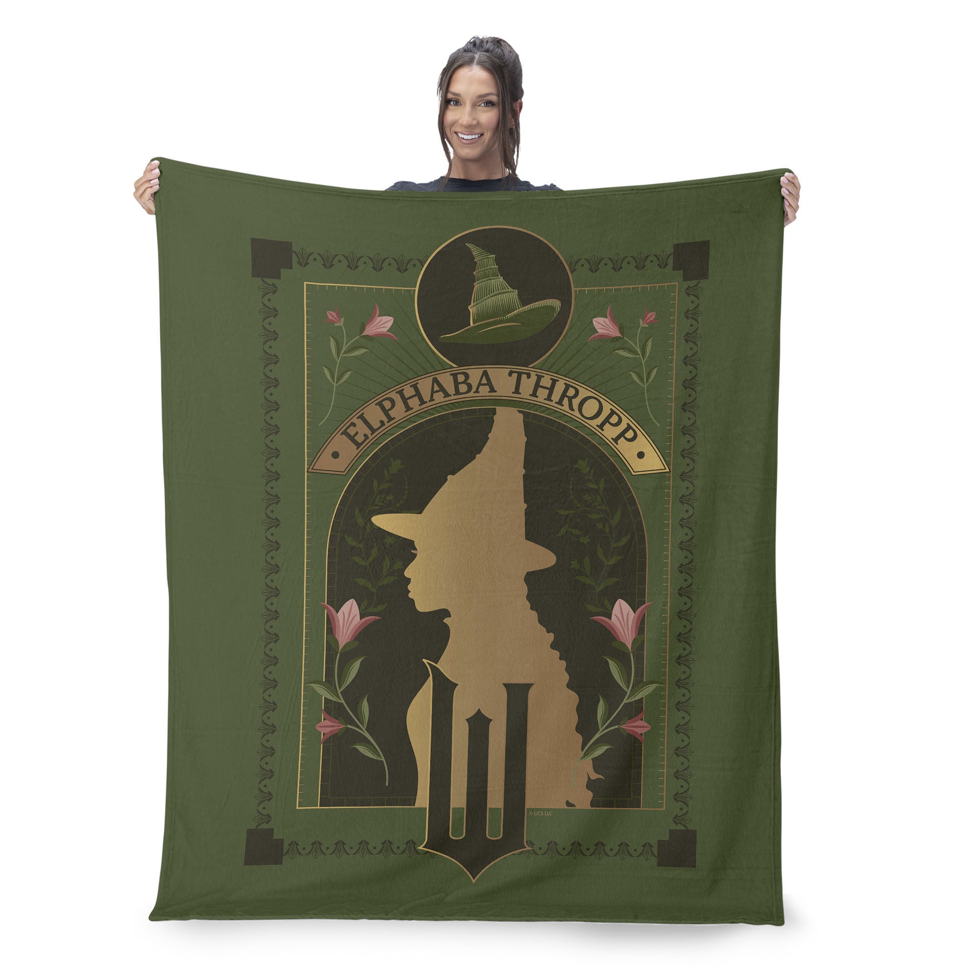 Wicked Elphaba Thropp Silk Touch Sherpa Throw Blanket 50x60 inches, GREEN, on-hover image number 1