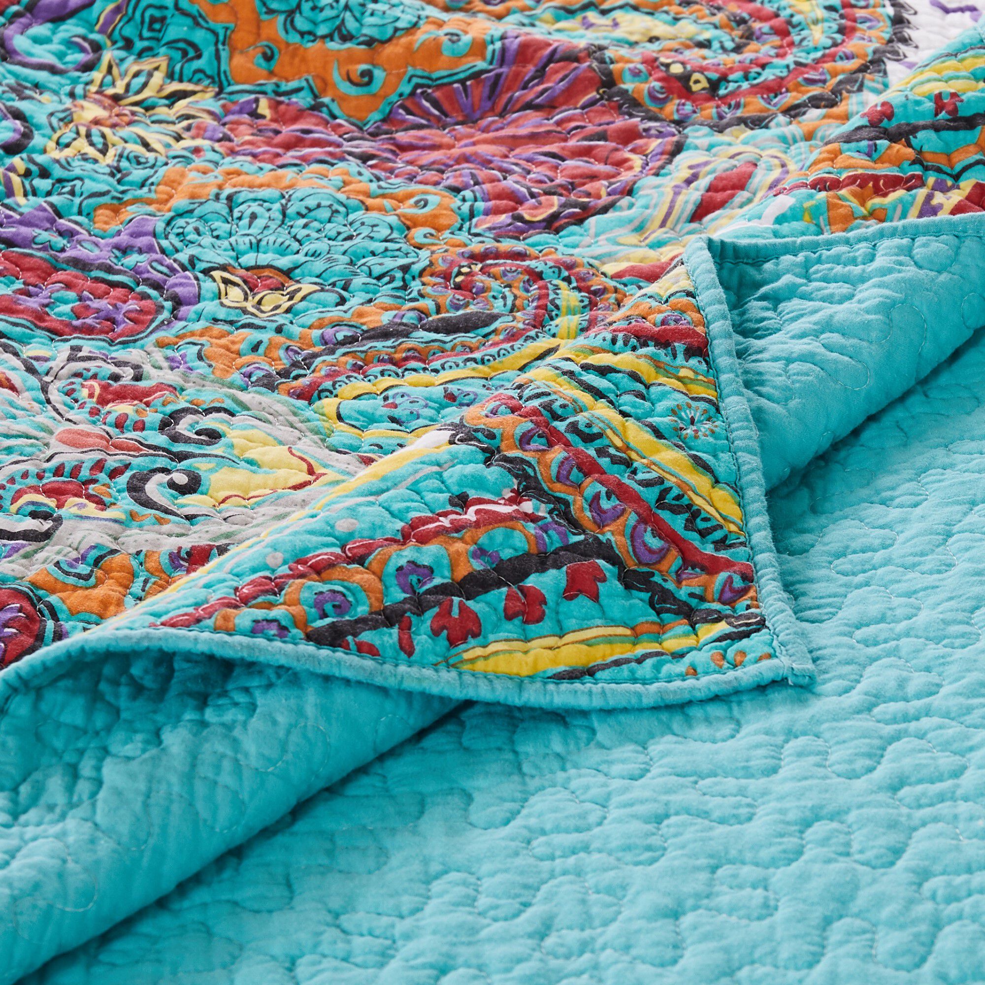 Nirvana Quilted Throw Blanket, TEAL, alternate image number 4