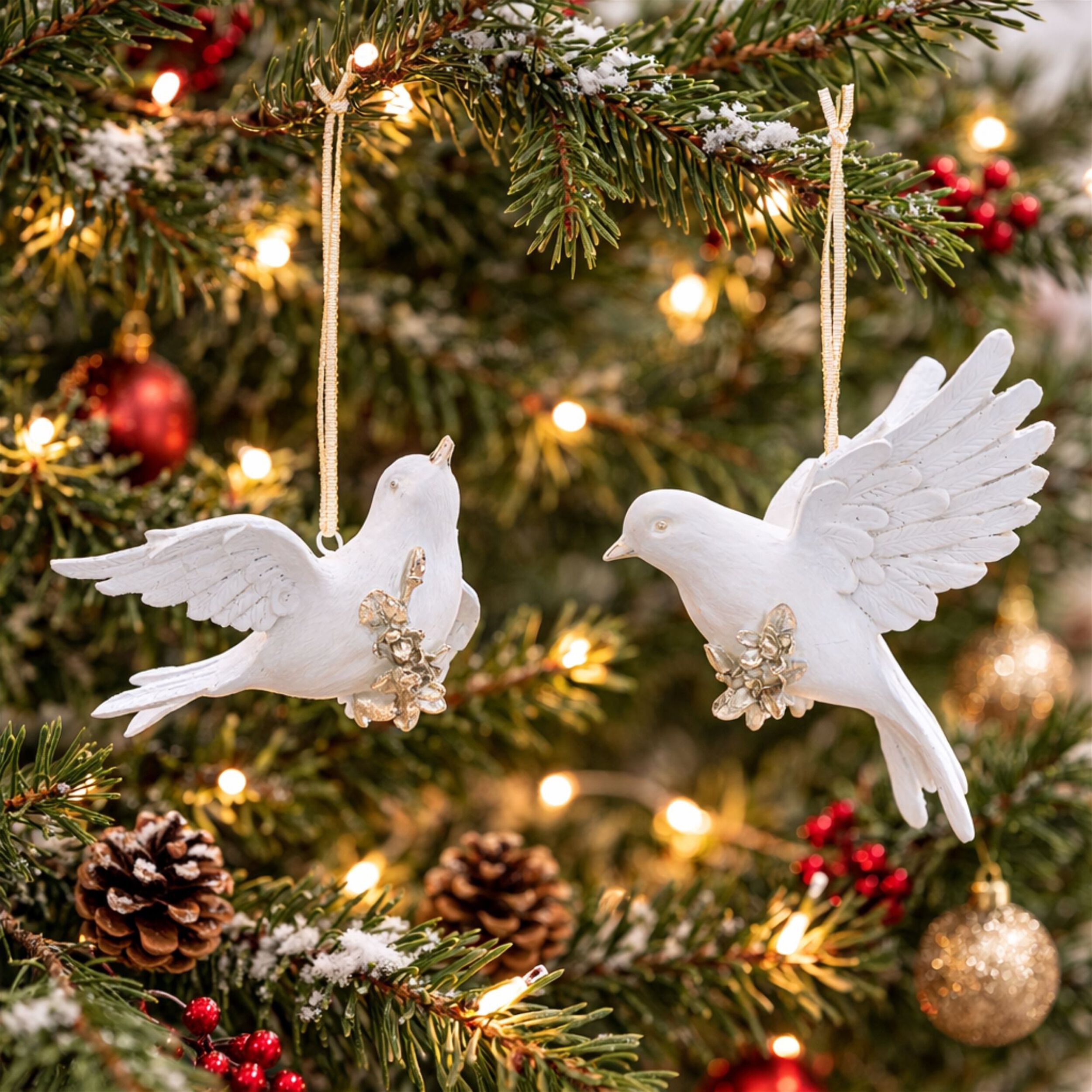 Dove Ornament  (Set of 4), WHITE, alternate image number 2