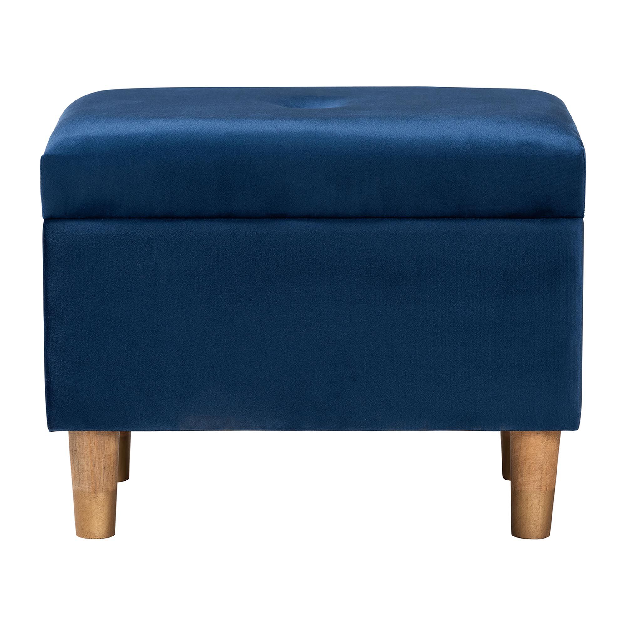 Baxton Studio Elias Modern Navy Blue Velvet Fabric Storage Ottoman, NAVY BLUE, alternate image number 3