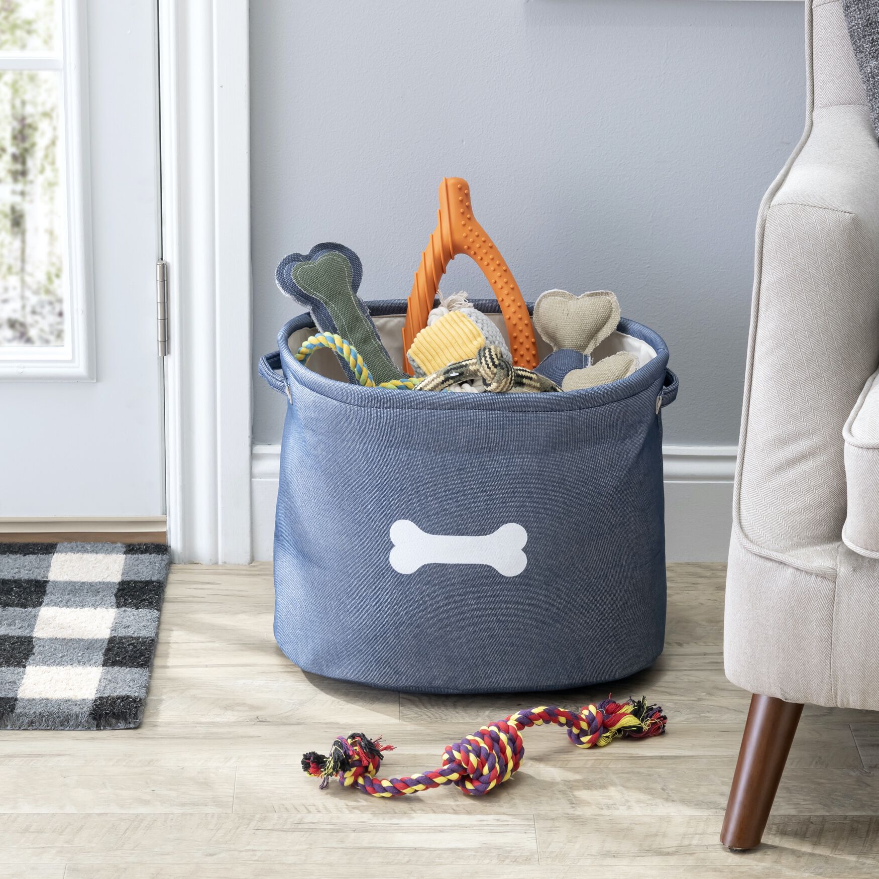 Capri Blue Toy Pet Dog Cat Basket, , on-hover image number 1
