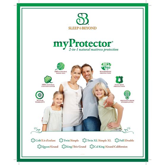 myProtectorâ„¢ 2-in-1 washable natural wool mattress protector, , alternate image number null