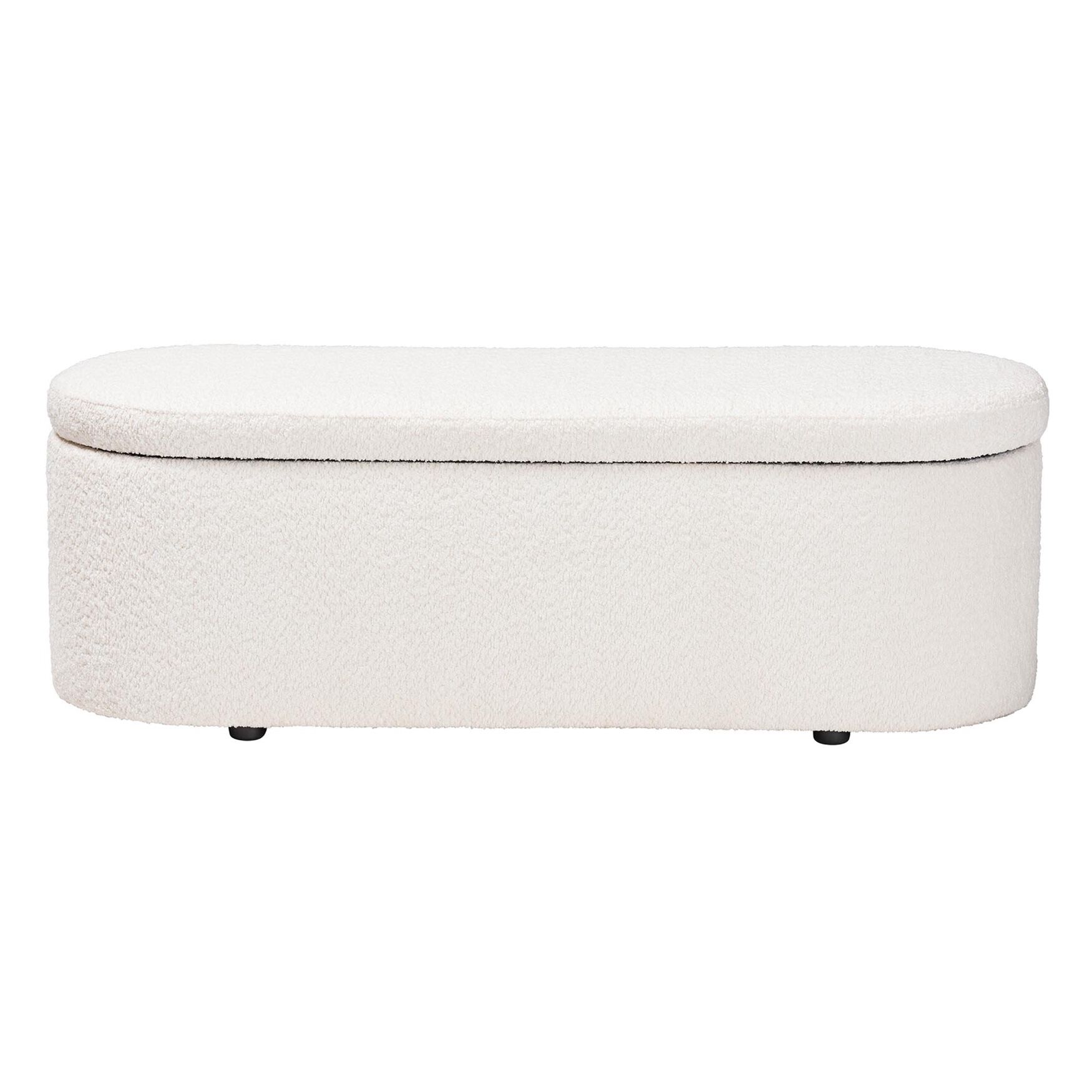 Lavina Modern White Teddy-Bear Fabric Storage Bench, , alternate image number 2