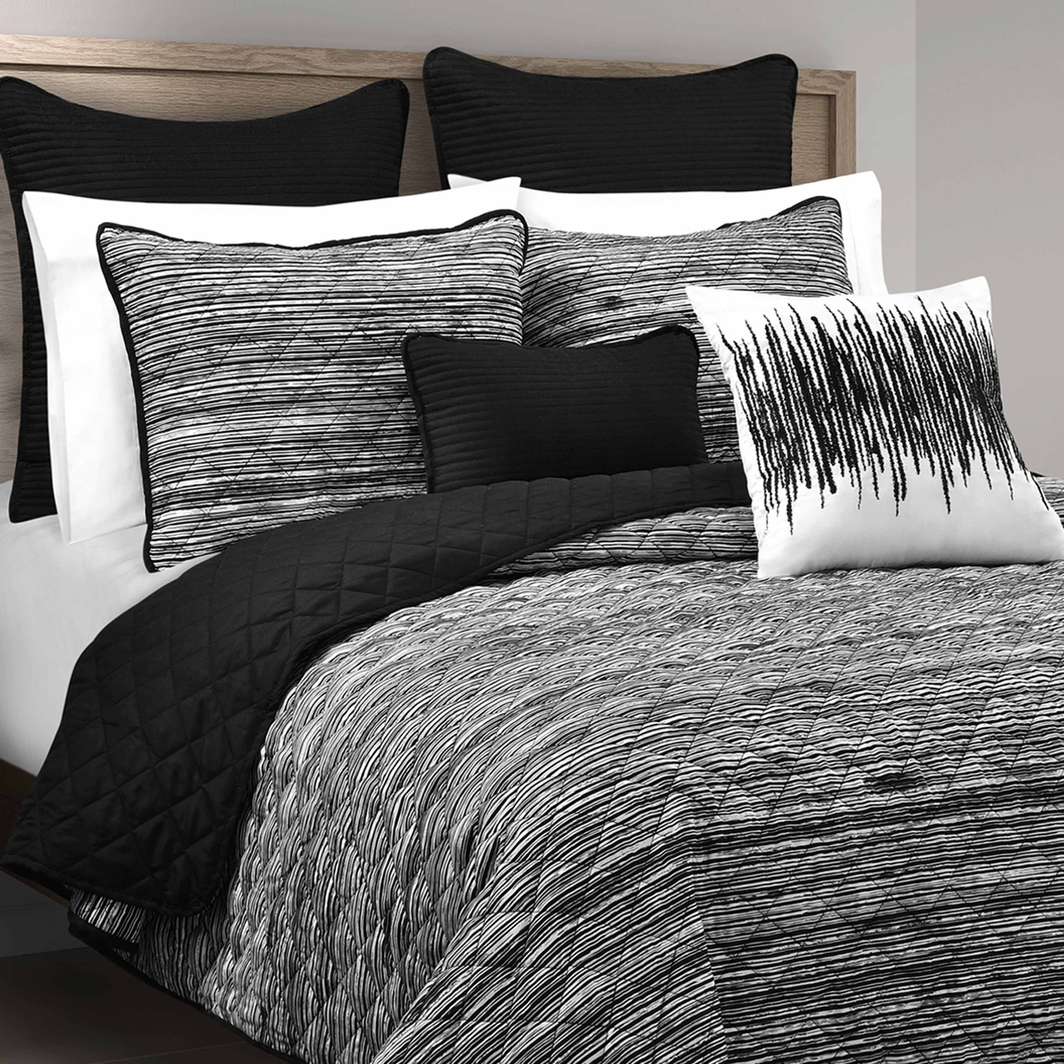 Dalton Black 3 Piece Quilt Set, BLACK, alternate image number 2