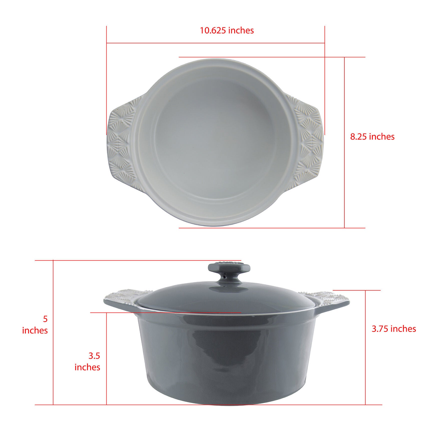 2 Quart Stoneware Round Casserole With Lid, , alternate image number 5