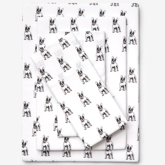 Printed Microfiber Sheet Set, FRENCH BULLDOG, hi-res image number 0