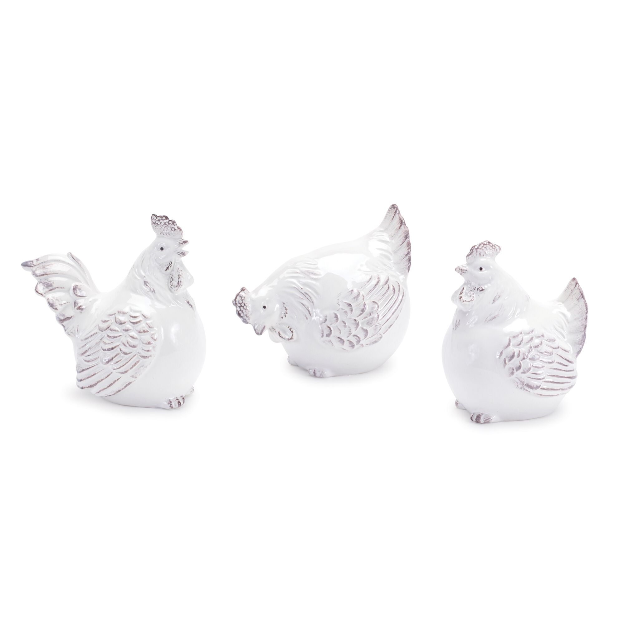 Ceramic Chicken Decor (Set of 6), WHITE/BEIGE, hi-res image number 0