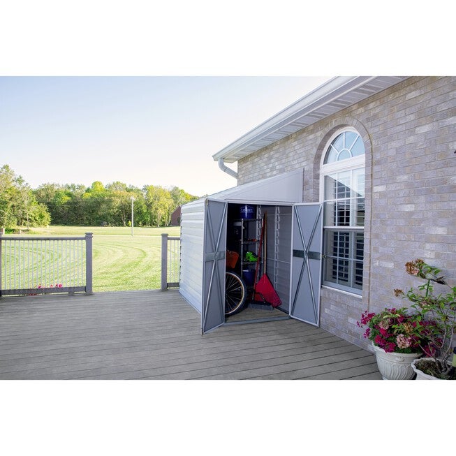 Yardsaver 4 x 7 ft. Steel Storage Shed Pent Roof Eggshell, , alternate image number null