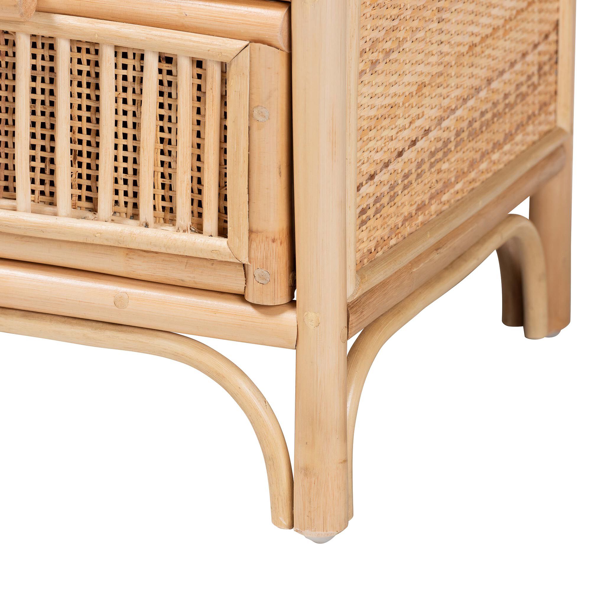 Adrika Bohemian Natural Rattan 2-Drawer Nightstand, NATURAL, alternate image number 7