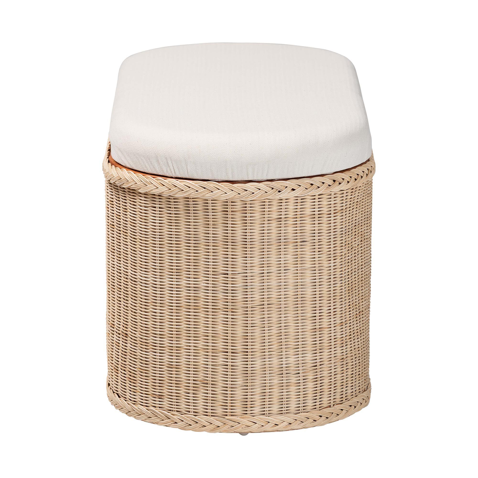 Barid Braided Natural Rattan Storage Bench, Oval, NATURAL, alternate image number 4
