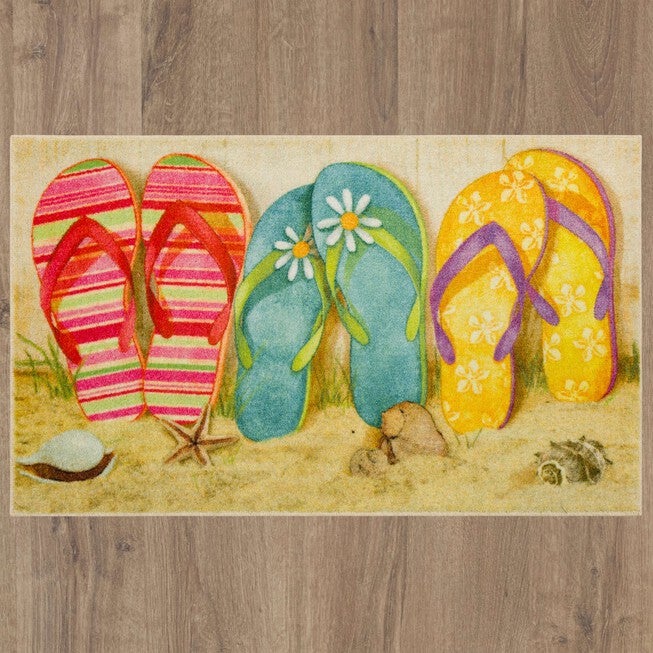 Flip Flops In Sand Multi Kitchen Rug, , alternate image number null