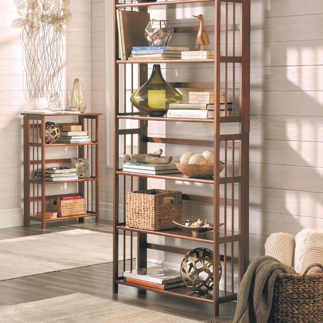 3-Shelf Folding Stackable Bookcase 27.5 inches Wide - Chestnut, , alternate image number 6