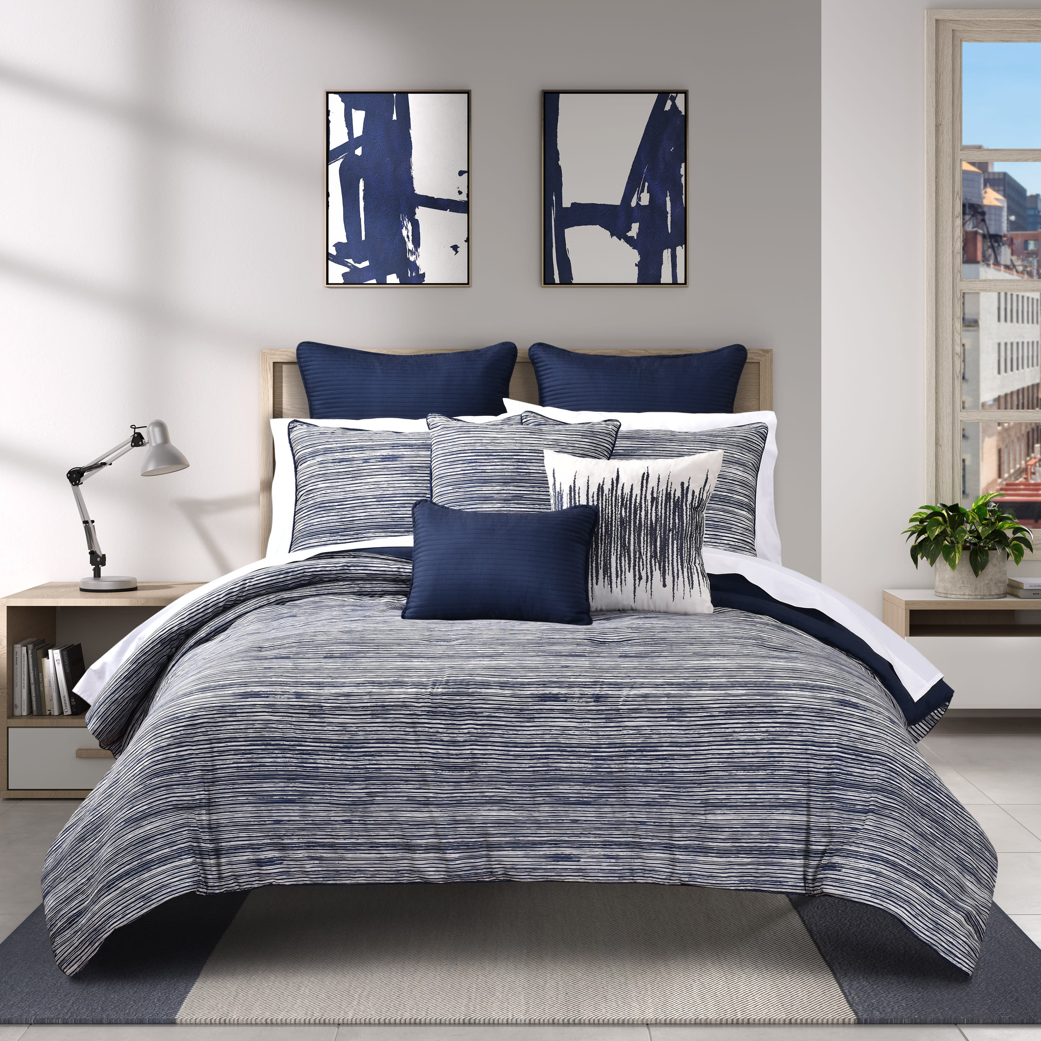 Dalton 3 Piece Comforter Set, NAVY, hi-res image number 0