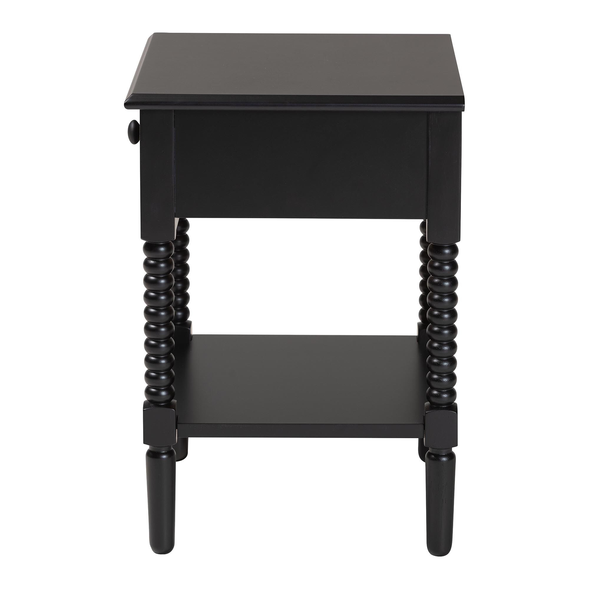 Baxton Studio Braith Farmhouse Black Spindle Wood 1-Drawer Nightstand, BLACK, alternate image number 4