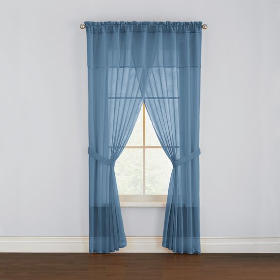 BH Studio Sheer Voile 5-Pc. One-Rod Curtain Set, SMOKE BLUE, hi-res image number null