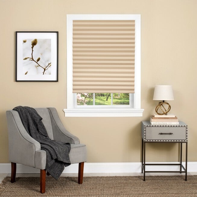 Cordless 1 2 3 Vinyl Room Darkening Pleated Window Shade, LATTE, hi-res image number null