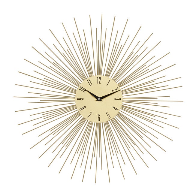 Gold Metal Contemporary Wall Clock, GOLD, hi-res image number 0
