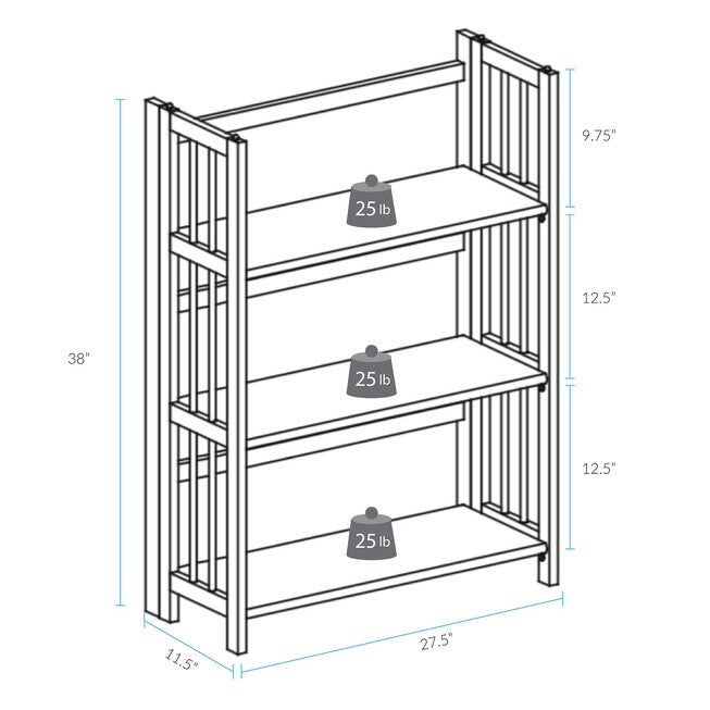 3-Shelf Folding Stackable Bookcase 27.5 inches Wide - Chestnut, , alternate image number 5