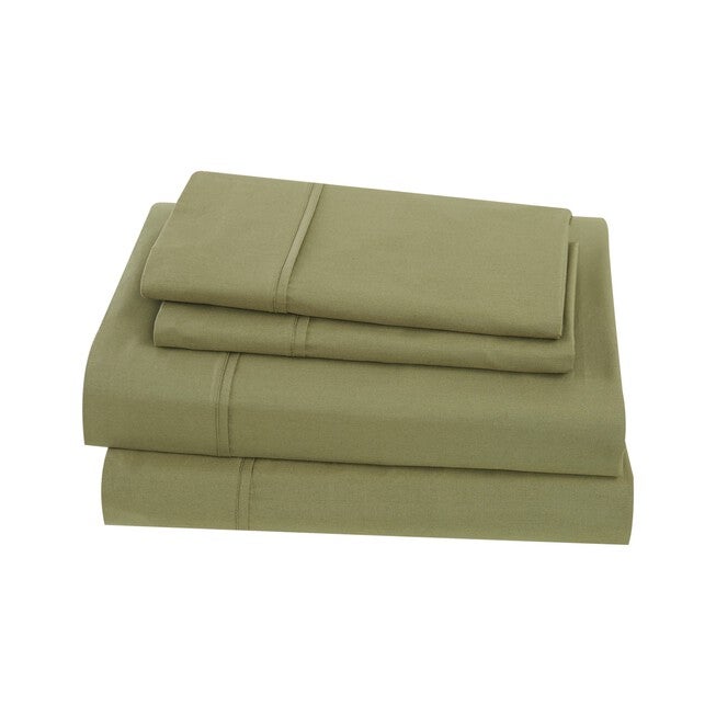 Solid Cotton Percale Sheet Set, OLIVE GREEN, hi-res image number null