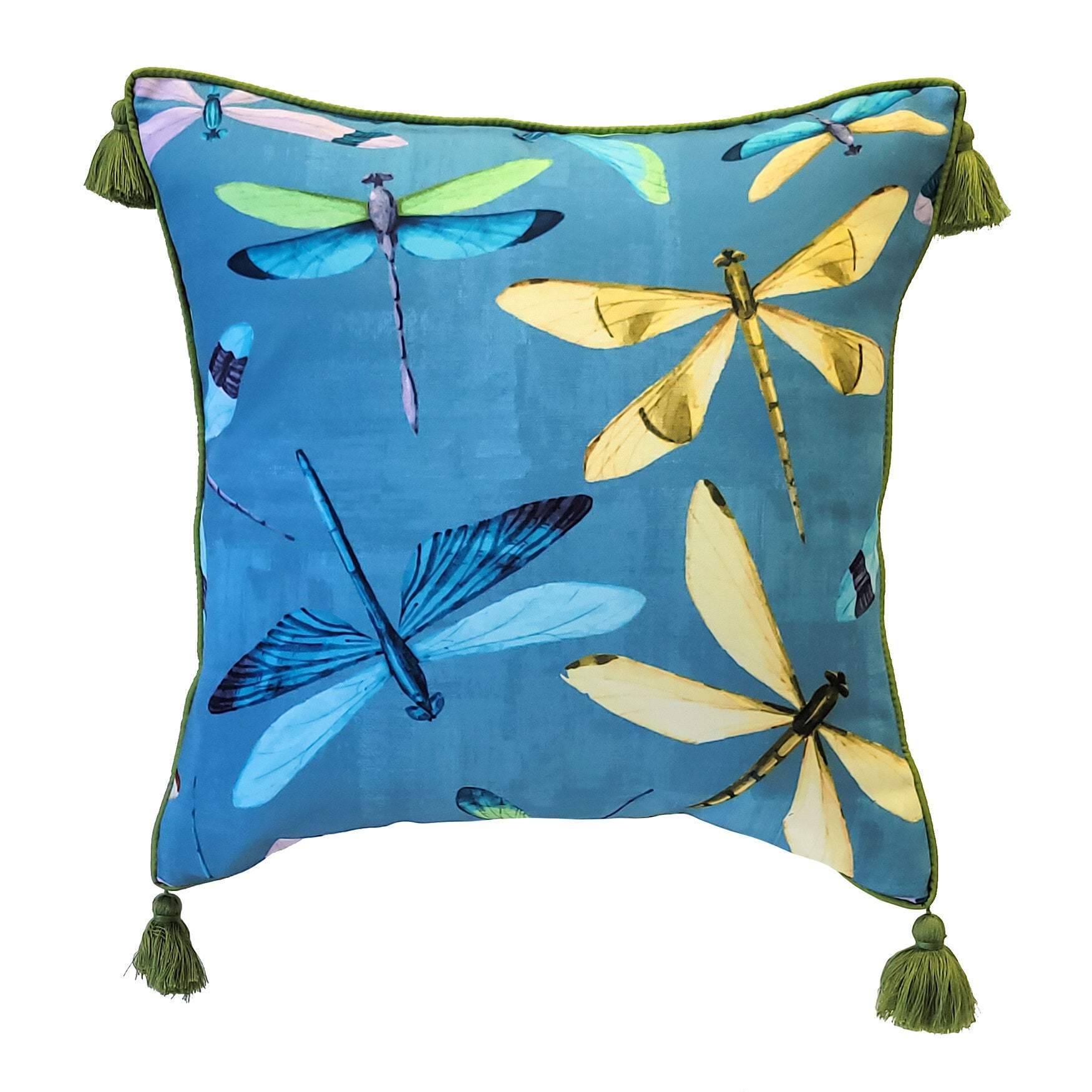 Indoor/Outdoor Multi-Colored Dragonflies Decorative Throw Pillow 18X18, Capri Multi, CAPRI MULTI, hi-res image number 0