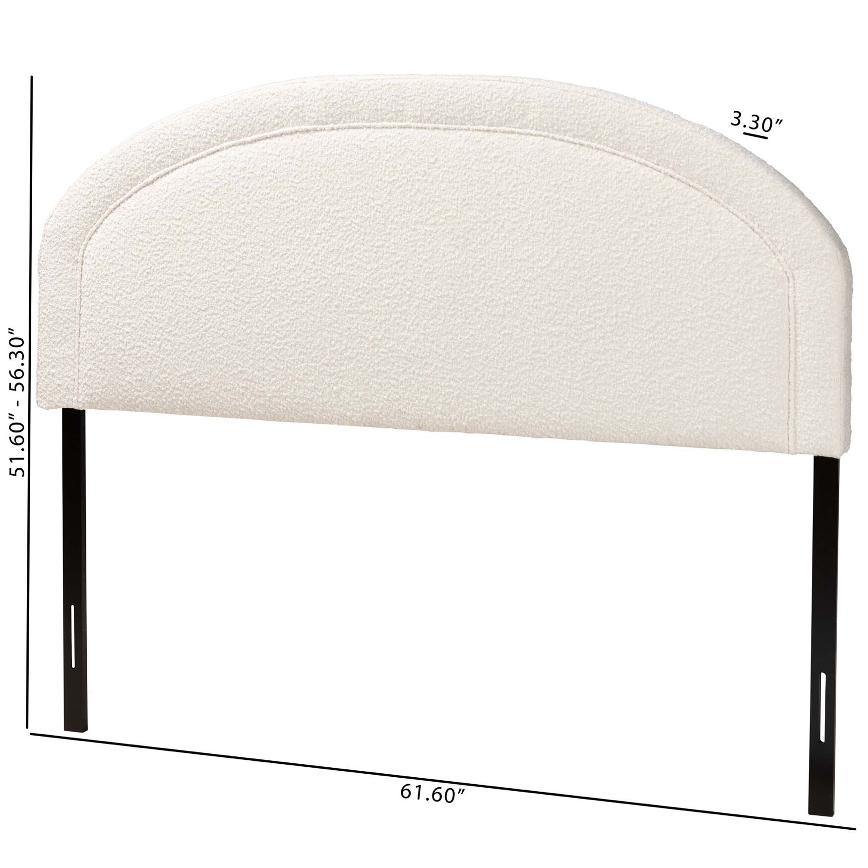 Fiana Modern Cream Boucle Fabric Queen Size Headboard, , alternate image number 5