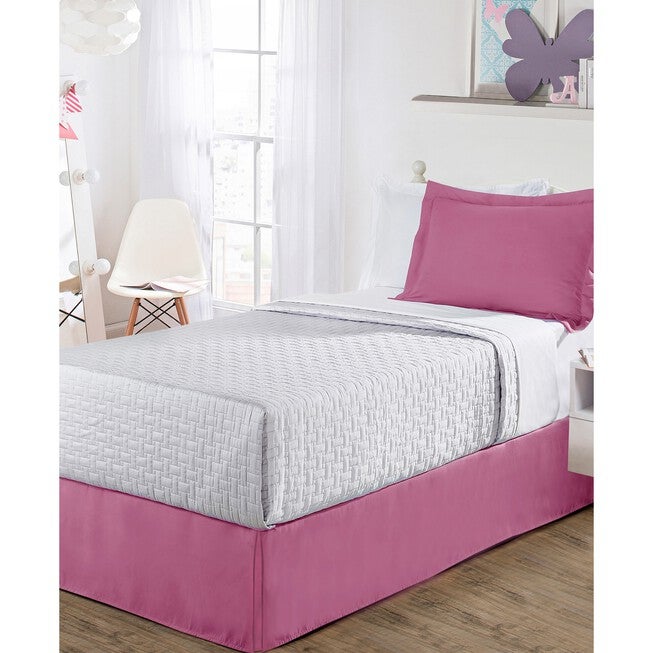 Luxury Hotel Kids Tailored 14 inches Drop Pink Bed Skirt,, PINK, hi-res image number 0