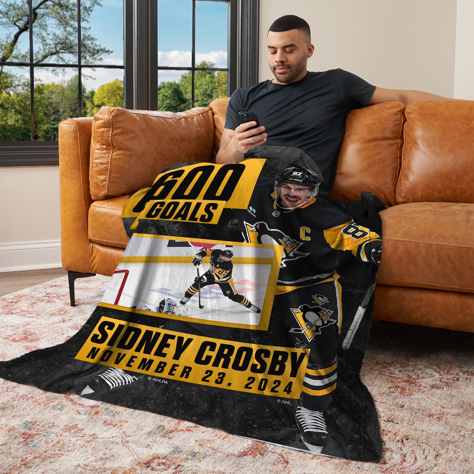 Pittsburgh Penguins Sidney Crosby NHL 600 Goal Milestone Silk Touch Throw Blanket 50x60 Inches, PENGUINS NHL, alternate image number 2