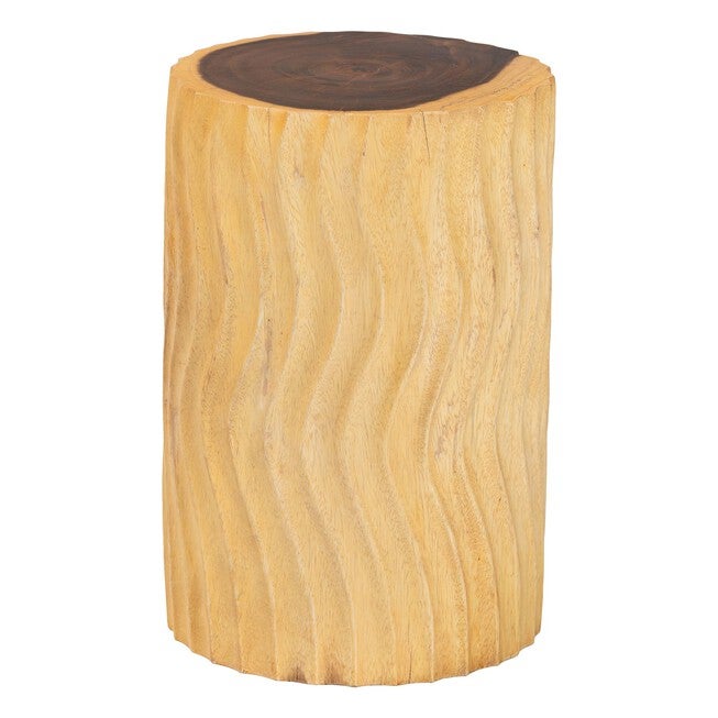 Fuchsia Hand-carved Suar Wood Side Table, NATURAL BROWN, alternate image number 2