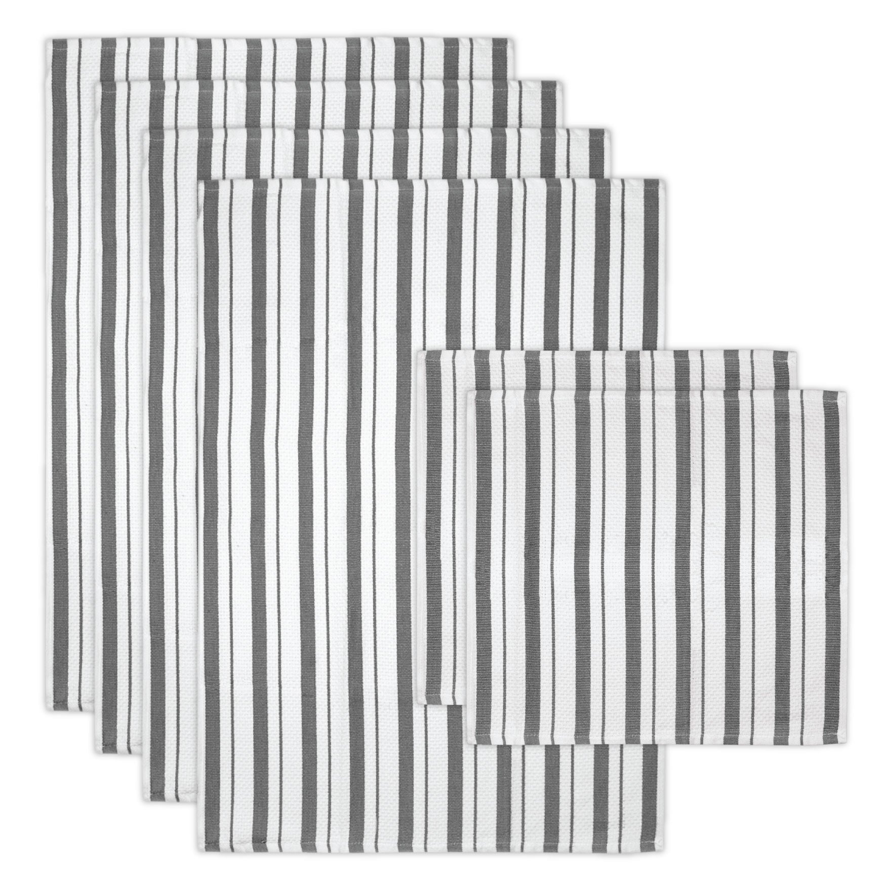 Basket Weave Stripe Cloth/Towel 6pc Set, STONE GRAY, hi-res image number 0