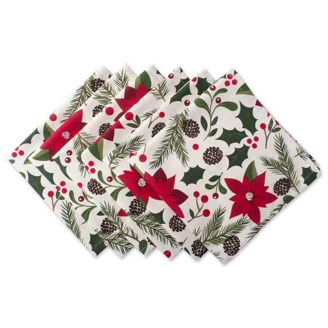 Woodland Christmas Napkin, Set of 6, RED, hi-res image number null