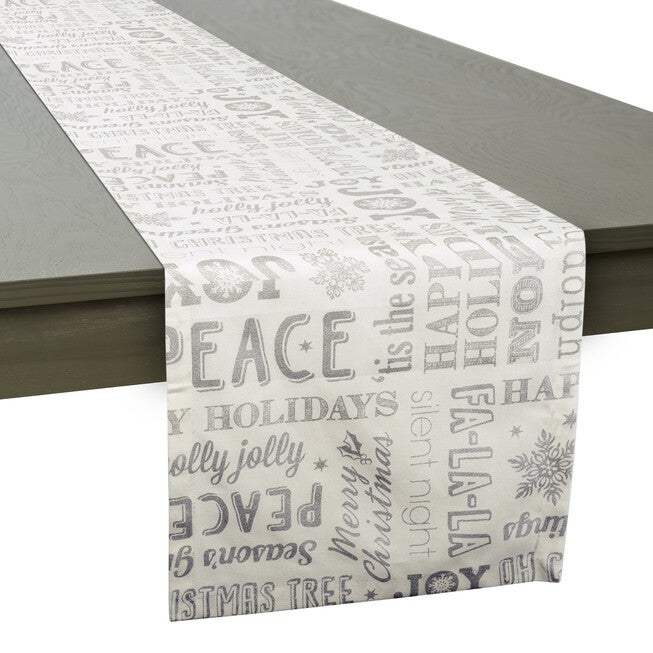 Silver Christmas Collage Table Runner 14x108, , alternate image number 5