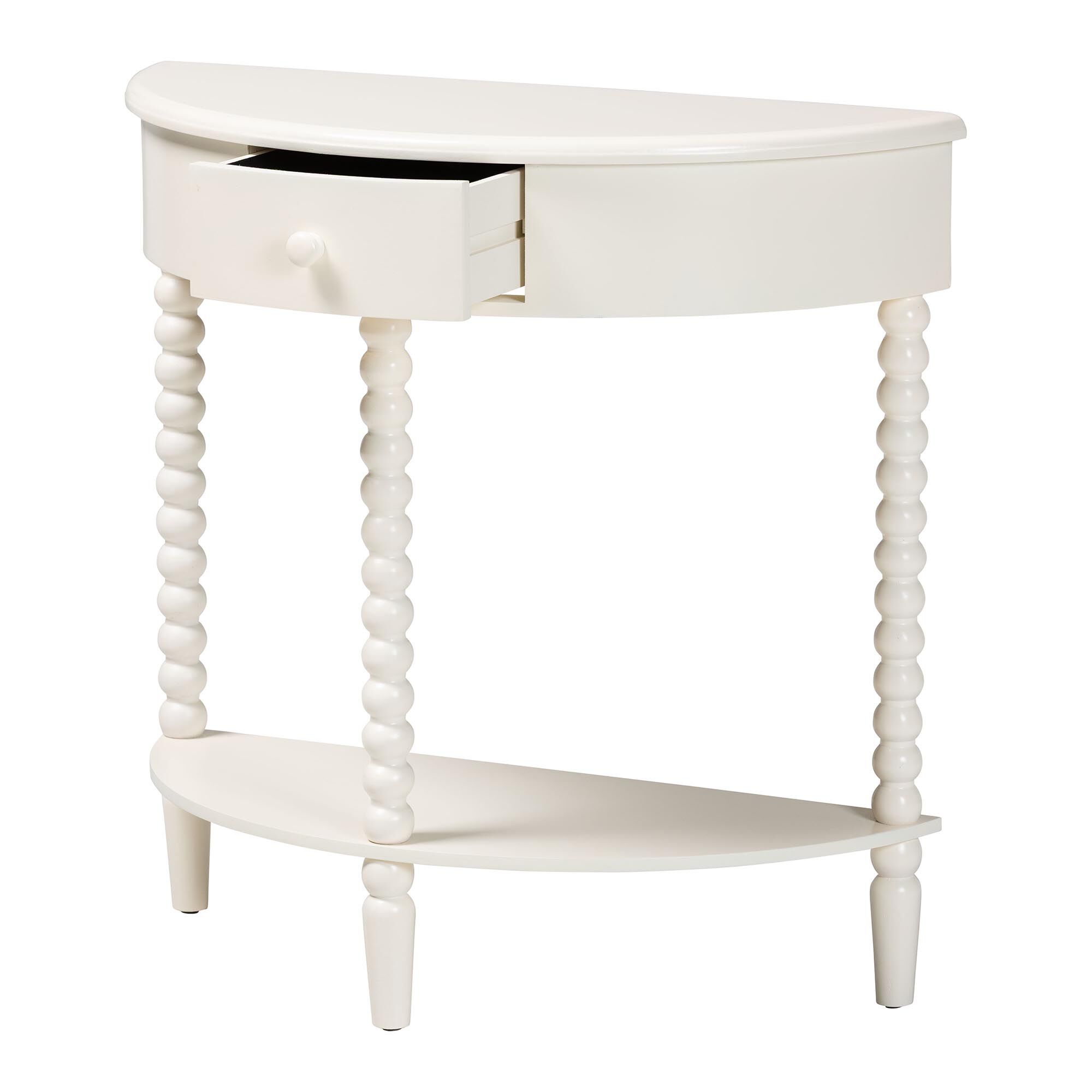 Raynera Bobbin-Leg Demilune Console Table, WHITE, alternate image number 2