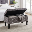 Stephanie Ottoman Grey Linen With Script, , alternate image number null