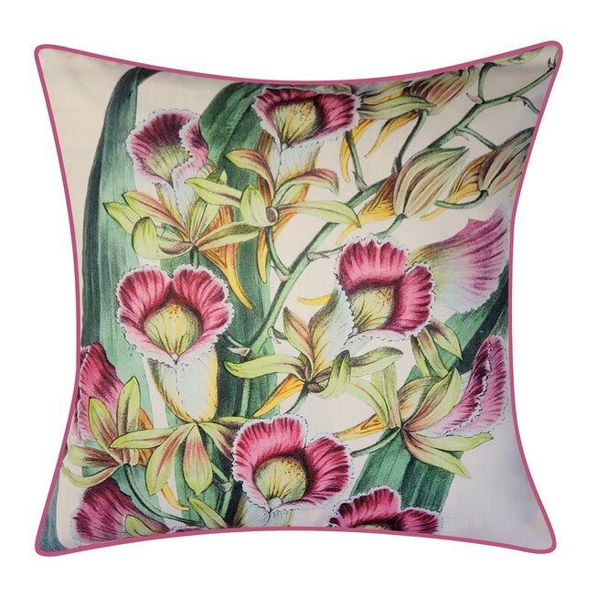 New York Botanical Garden® Indoor/Outdoor Pretty Orchids Decorative Throw Pillow 20X20, Fuchsia Multi, FUCHSIA MULTI, hi-res image number 0