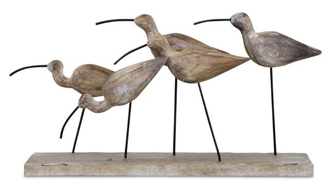 Birds 13 inchesL x 7 inchesH Wood/Metal, BROWN, hi-res image number null