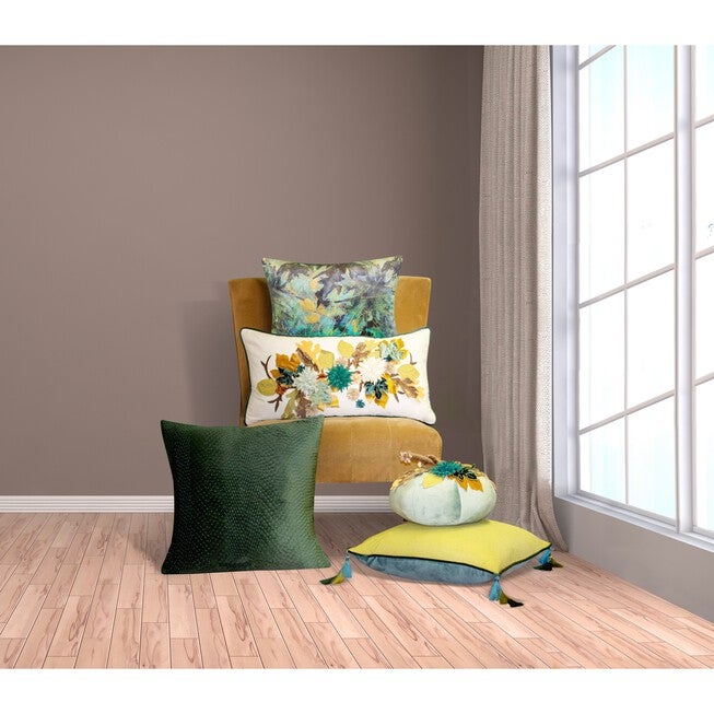 Harvest Velvet Pumpkin with Embroidered Leaves , , alternate image number 3