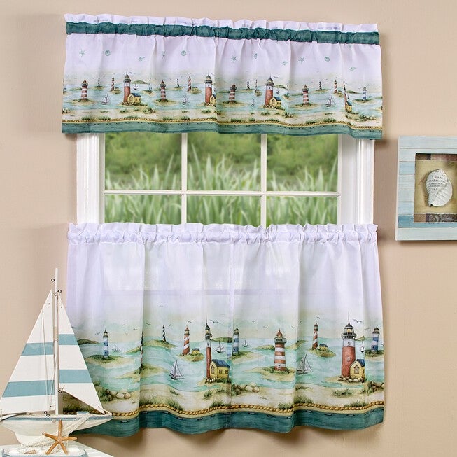 Hamptons Tier and Valance Window Curtain Set, SAND, hi-res image number 0