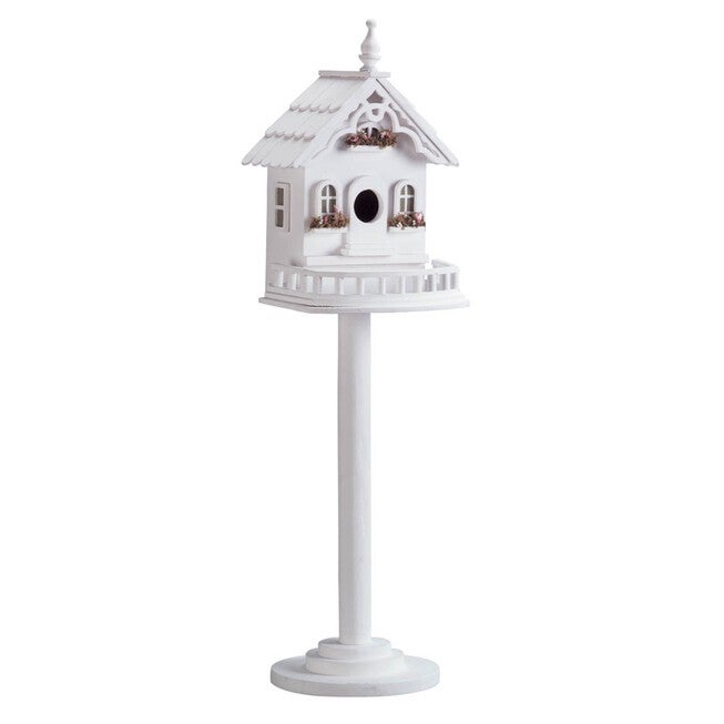 Freestanding Elegant Victorian Birdhouse, WHITE, hi-res image number null