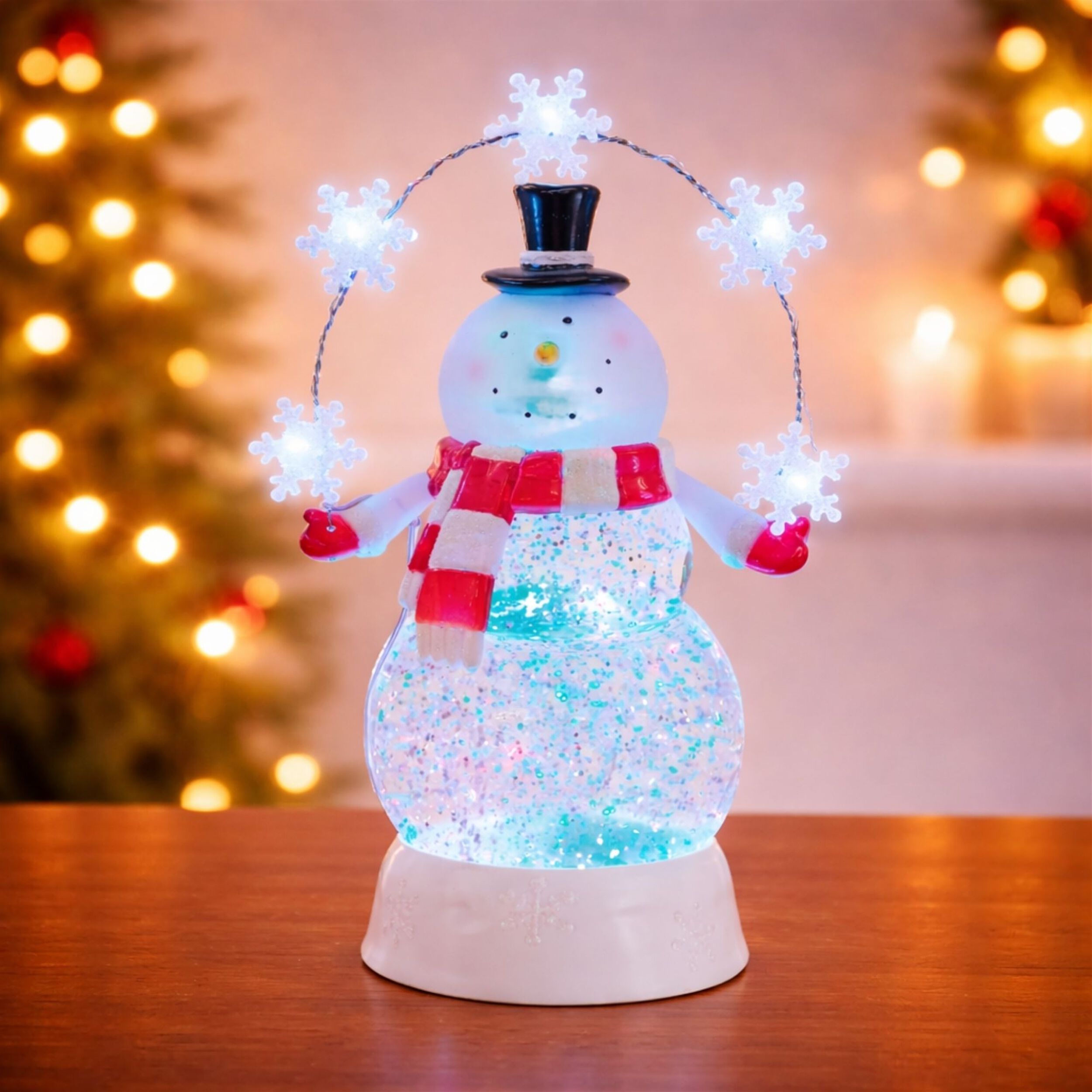 LED Snowman Snow Globe 9.5 inchesH, WHITE, alternate image number 2