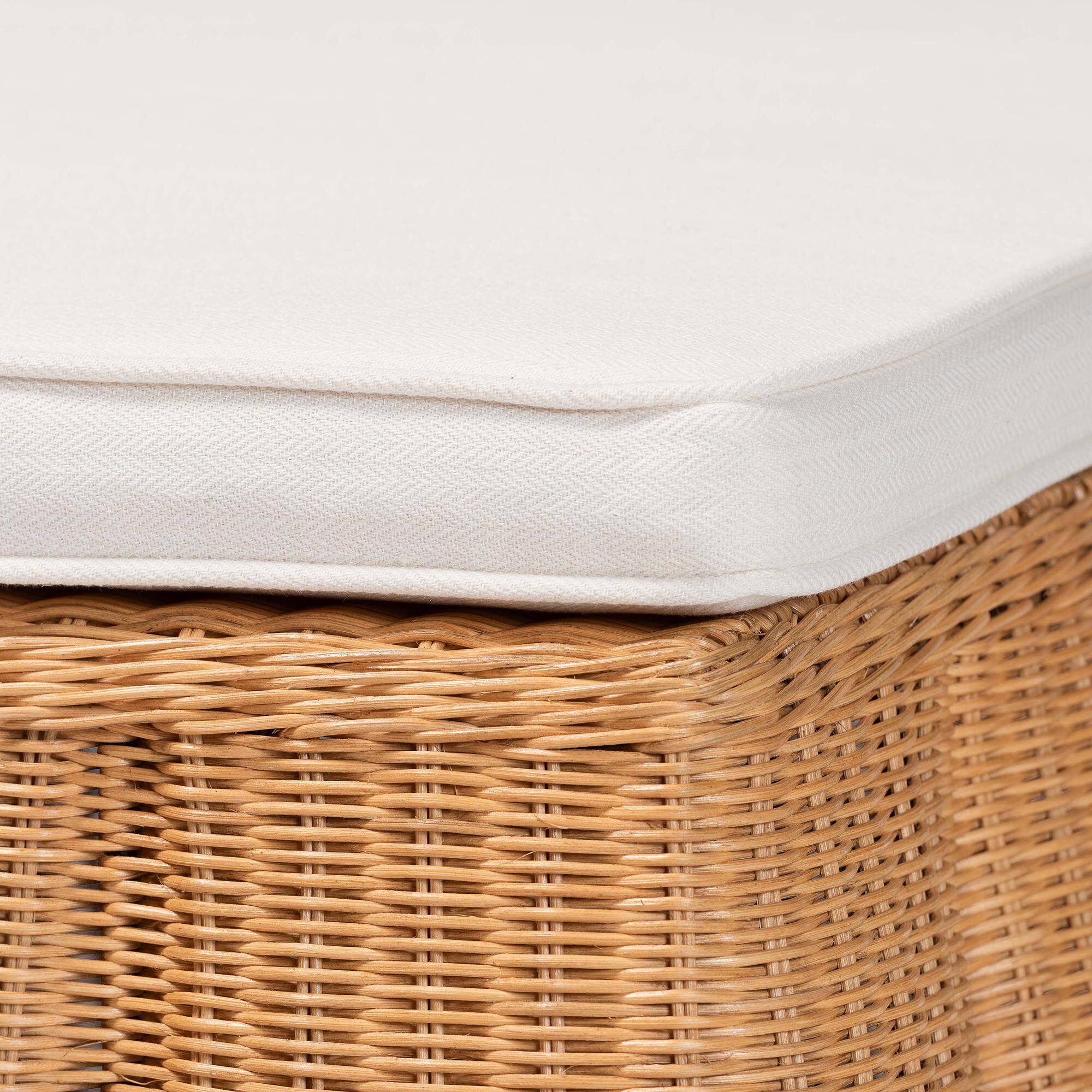 Palm Scallop Natural Rattan Ottoman, 39 inches Square, LIGHT HONEY, alternate image number 3