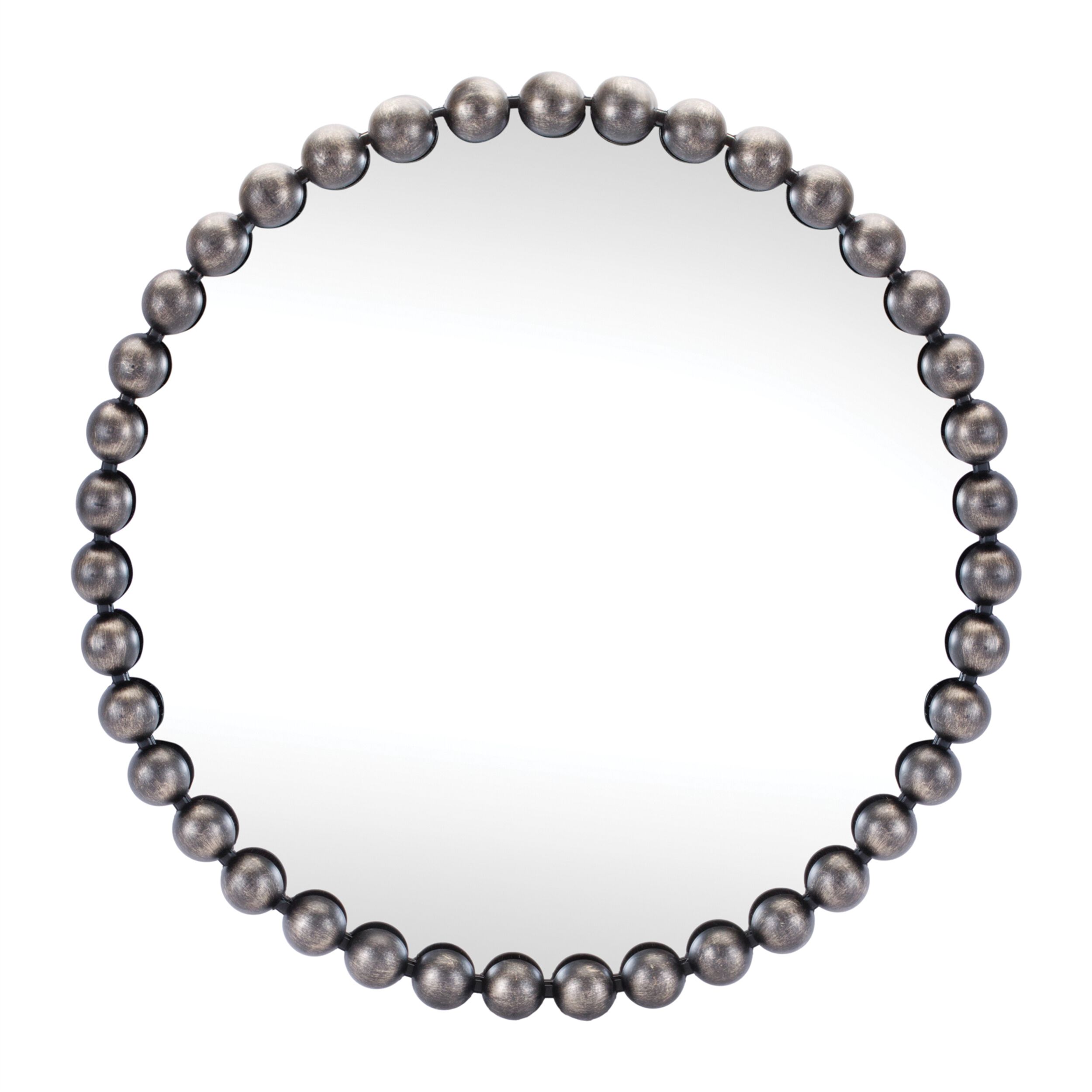 Round Beaded Metal Wall Mirror 23.5IND, GRAY, hi-res image number 0