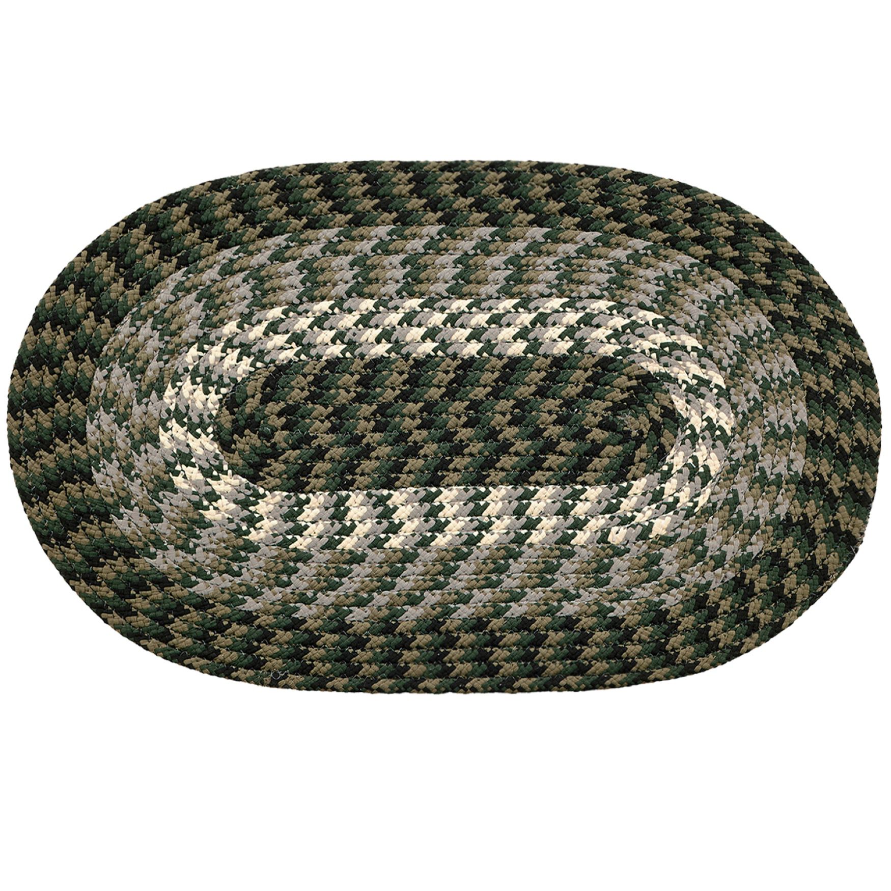 Alpine Braid Collection Reversible Indoor Area Rug, 48 inches" x 72 inches" Oval , HUNTER STRIPE, hi-res image number 0