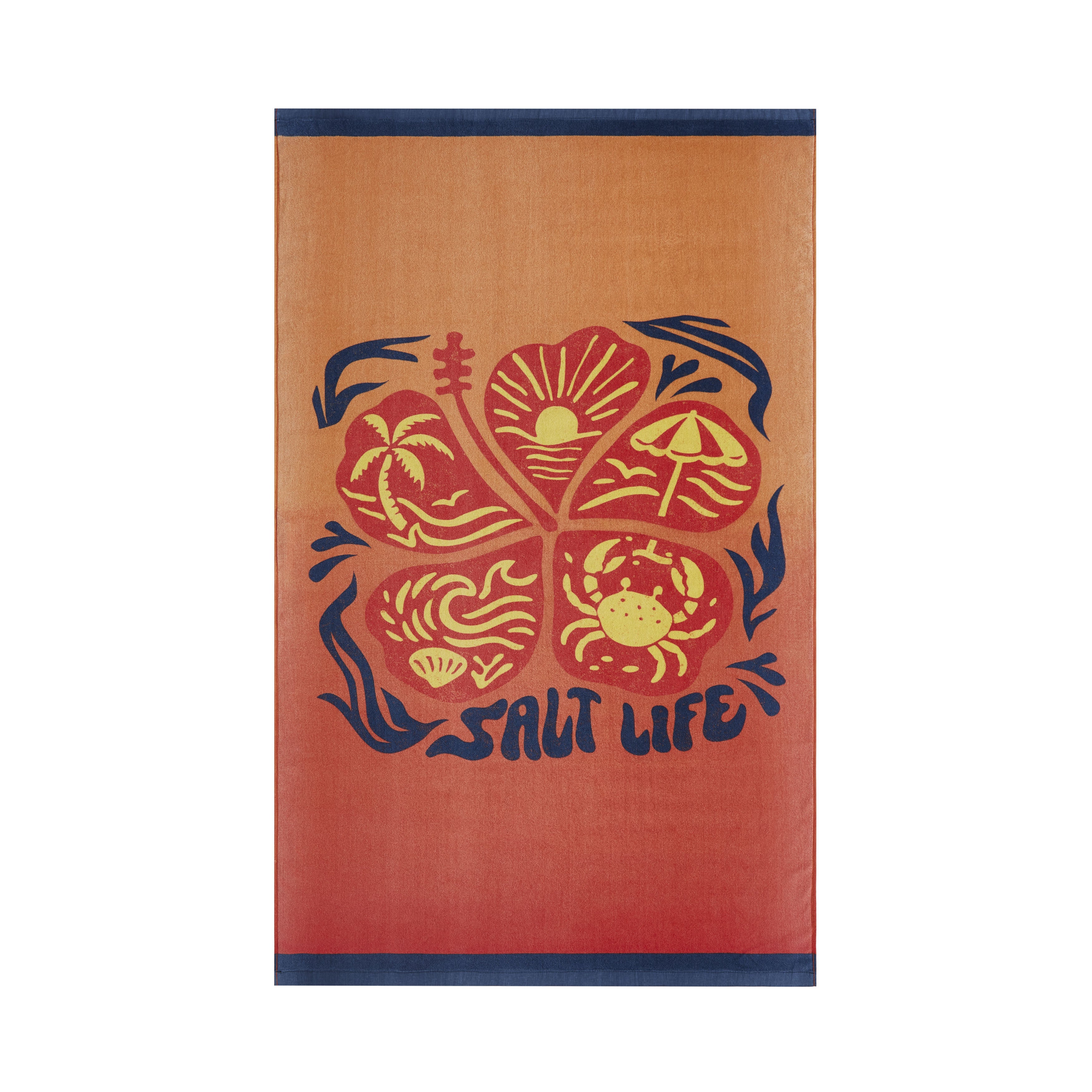 Floral Dip Dye Beach Towel, CORAL, alternate image number 2